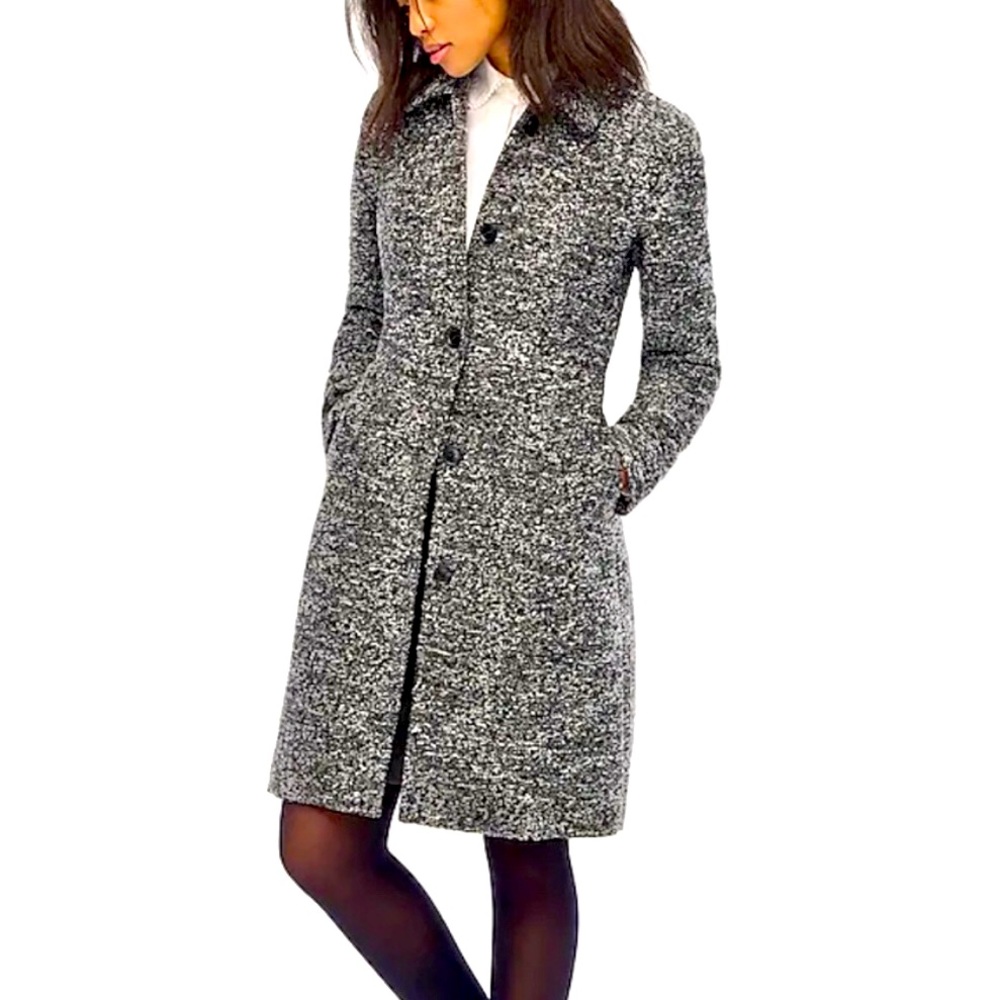 NWT JCrew wool blend lady coat size 8 - black and white boucle NEW WITH TAGS.